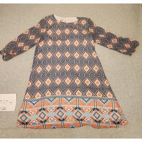 marmellata Other - Marmellata Dress Girls 14 Blue Orange Geometric Print Long Sleeve Lined A-Line